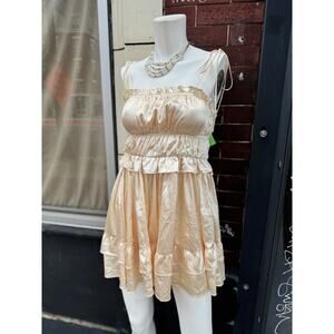 Alamour Cream Satin Babydoll Dress Size XS